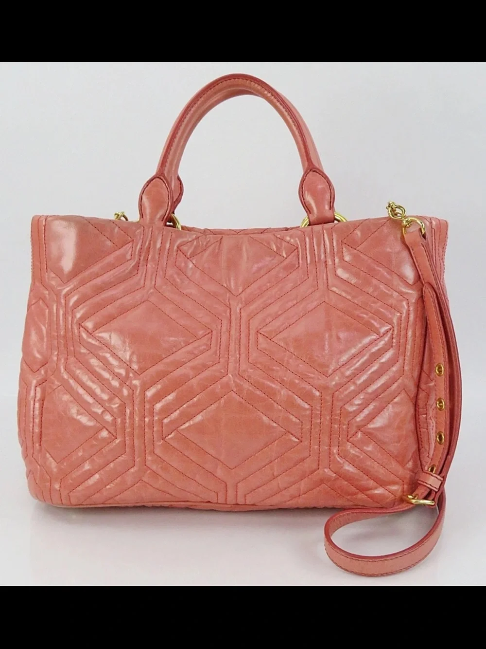 Miu Miu Coral Quilted Leather Top-Handle Bag